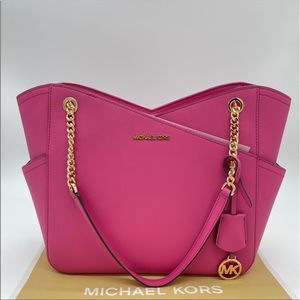 Michael Kors Large X Chain Shoulder Tote Bag leather